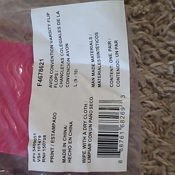 Avon Pink and White Flip Flops Sizs LARGE 9-10 - Picture 5 of 6